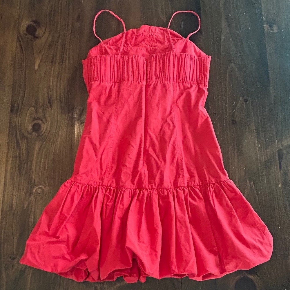 Farm Rio Rosette Balloon Mini Athropologie Dress Small Red 3D Floral Bubble Hem - Picture 7 of 14